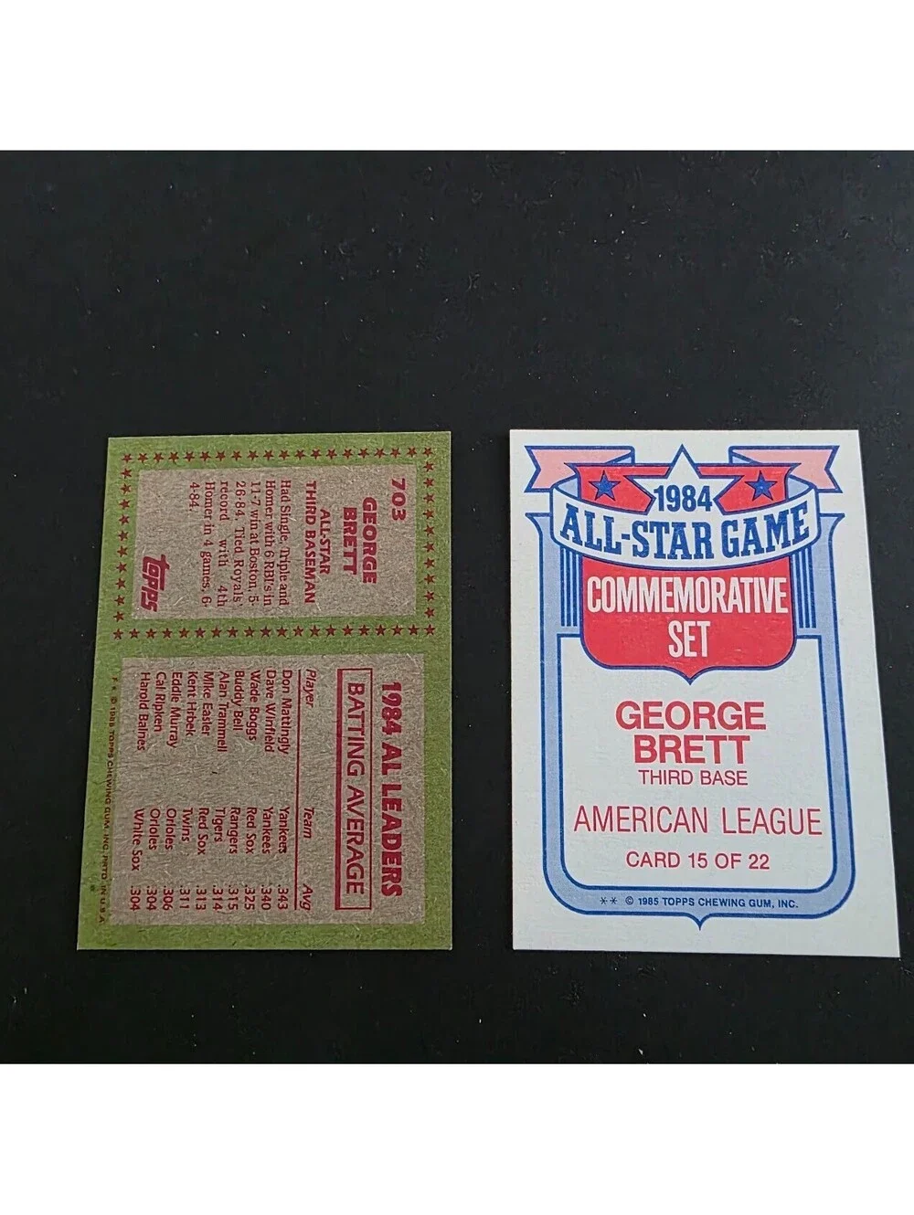 1985 Topps - All-Star George Brett Lot of 2 #703 & Glossy #15